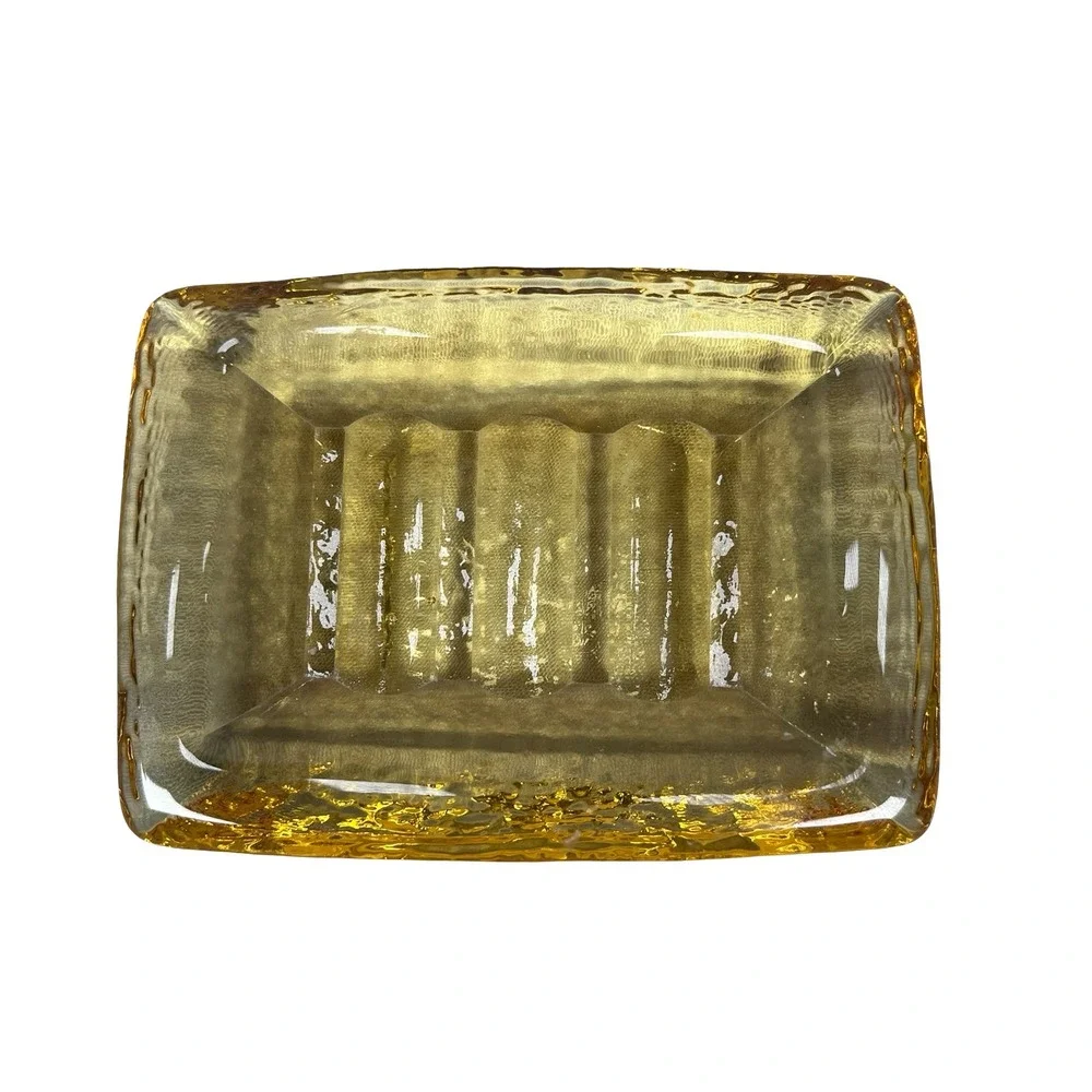 Fire & Light Citrus Glass Soap Dish Rectangular Textured Recycled Glass Yellow